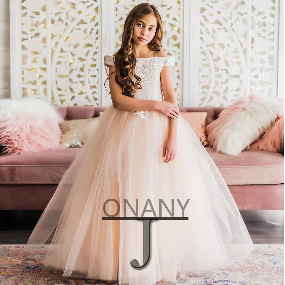 JONANY – Robe à fleurs pour filles, col bateau, ligne a, sur mesure, pour concours d'anniversaire, C