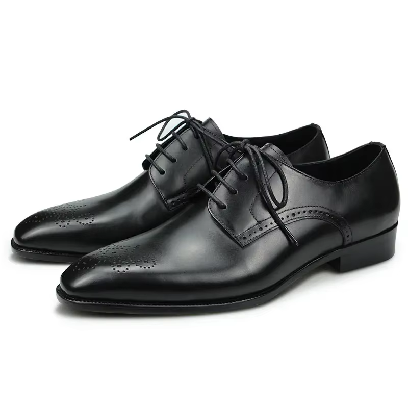 Tongs de luxe Brogue chaussure de mariage pour hommes classique noir bureau Oxfords en cuir véritabl