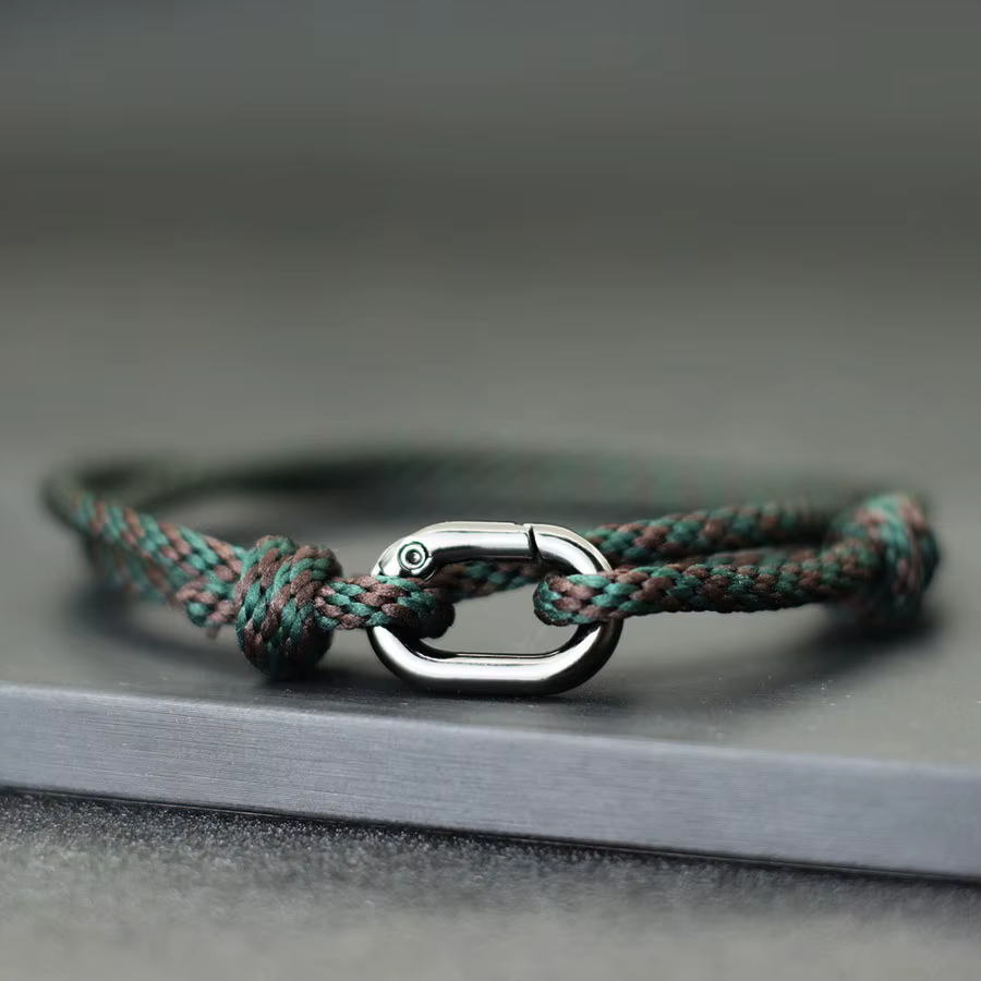 Nouveau Bracelet en corde hommes réglable Double couche à la main boucle coulissante macramé Braslet
