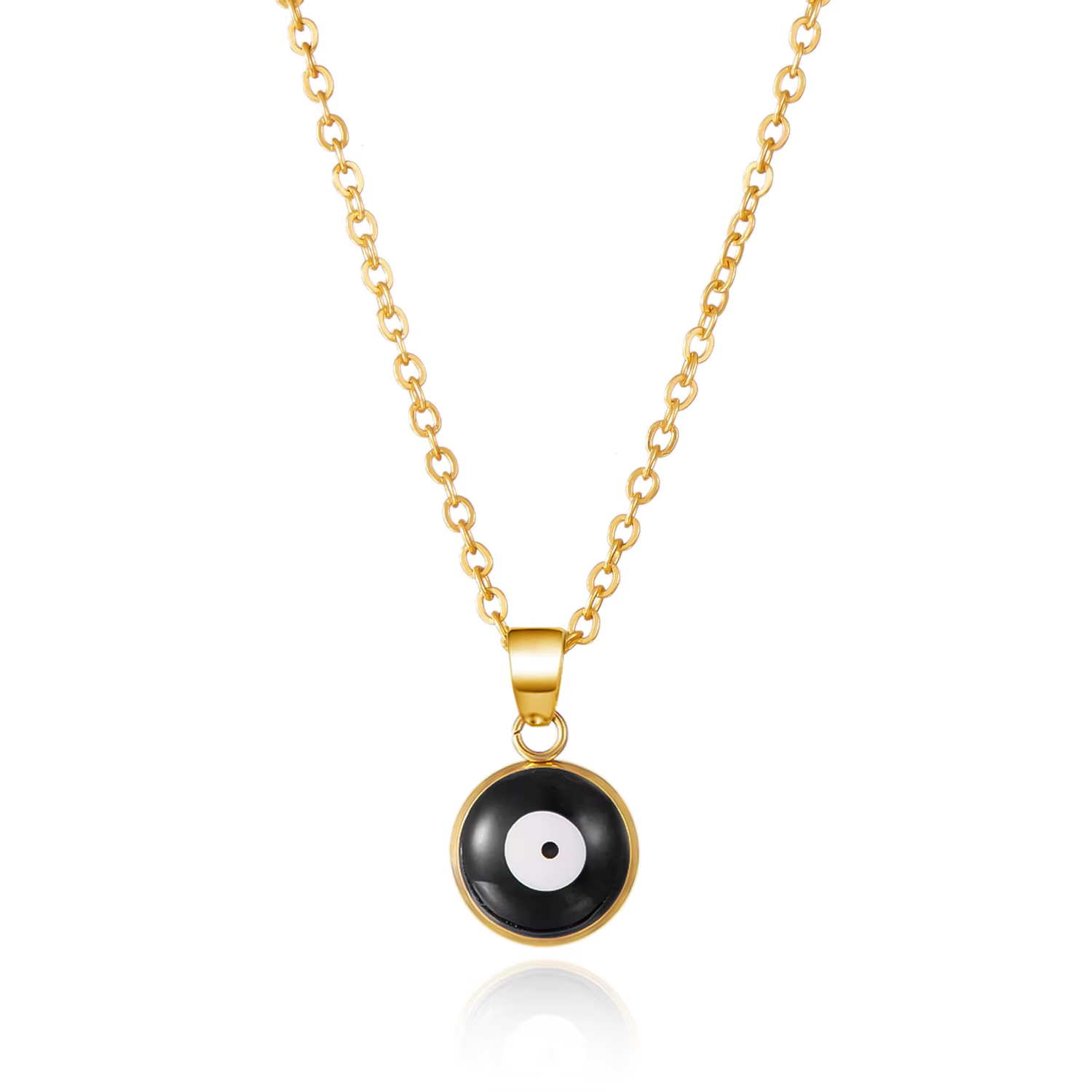 Collier pendentif mauvais œil turc rond simple pour femme, bijoux en or, équipement de clavicule fin