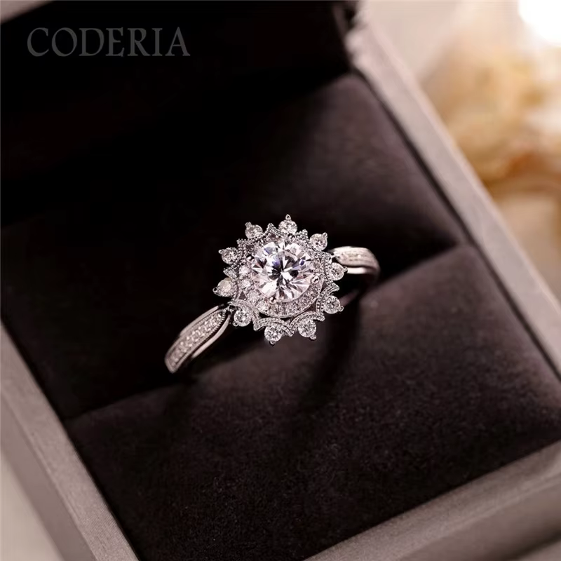 Bague Moissanite en argent Sterling 925 pour femmes, Test de diamant, 0.5 Carat, brillant, à la mode