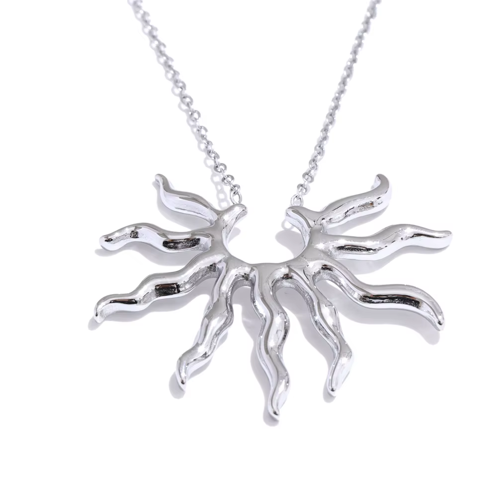 NiNice colliers pour femmes bijoux en acier inoxydable pendentif soleil accessoire étanche cadeau de