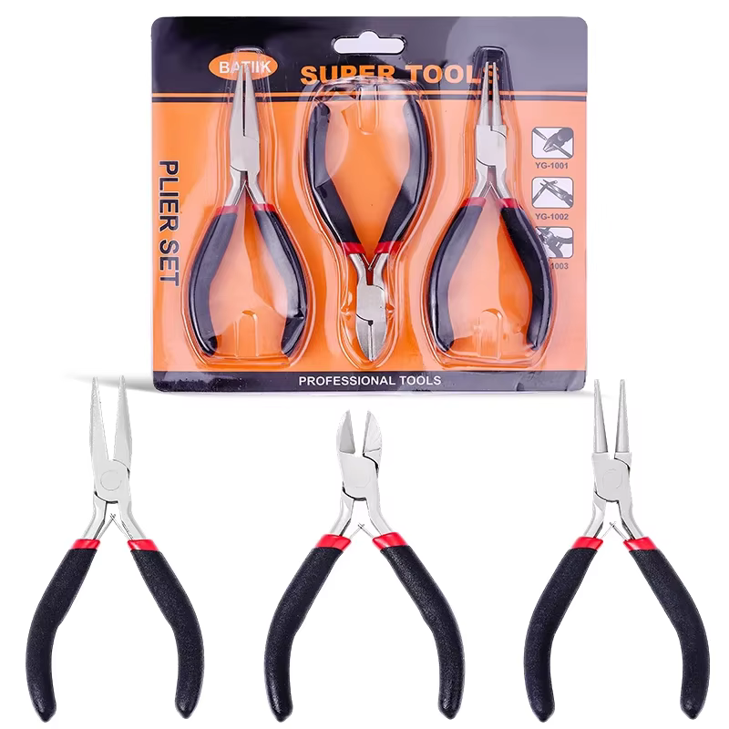 Kit de pinces à bijoux 3 pièces, outils de fabrication de bijoux, comprenant des pinces à bec effilé