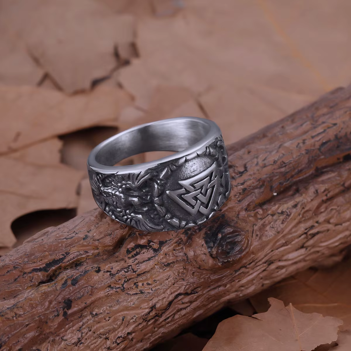 Bague Nordique Myenson Odin Valknut Raven Huginn Muninn, Totem Runique Vibasin, Amulette Scandinave,