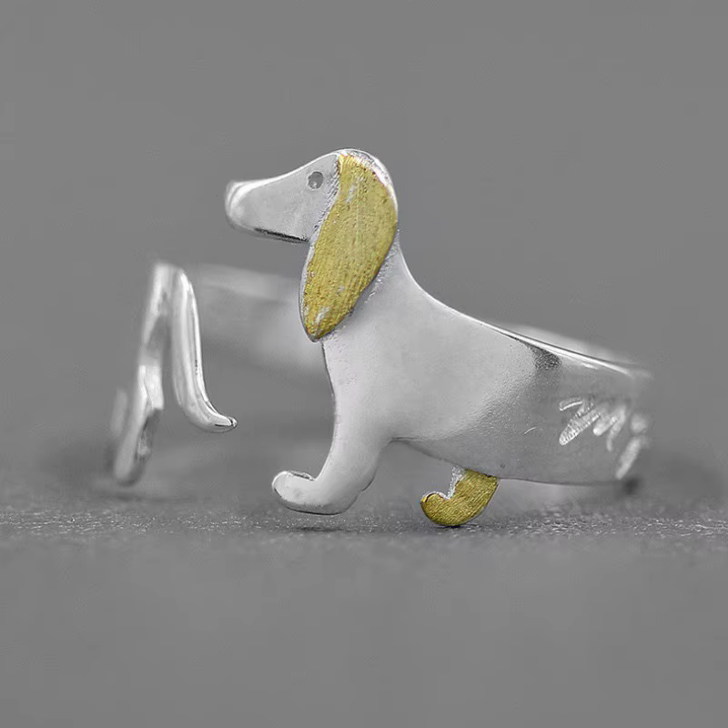 Bague chien Unique en argent Sterling 925 pour femmes, bijoux ouverts au doigt, Vintage, fait à la m
