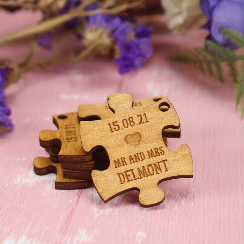 Pièces de puzzle en bois personnalisées, cadeaux de mariage, décorations de puzzle, décorations de t