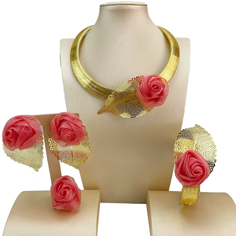 Ensembles de bijoux brésiliens pour femmes, belle fleur, patients, mariage, cadeau de Noël, FHK21025