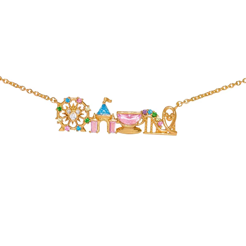 Nouveau Collier Parc d'Attractions 2026 avec Zircon Coloré Mignon pour Femme et Fille, Pendentif Châ