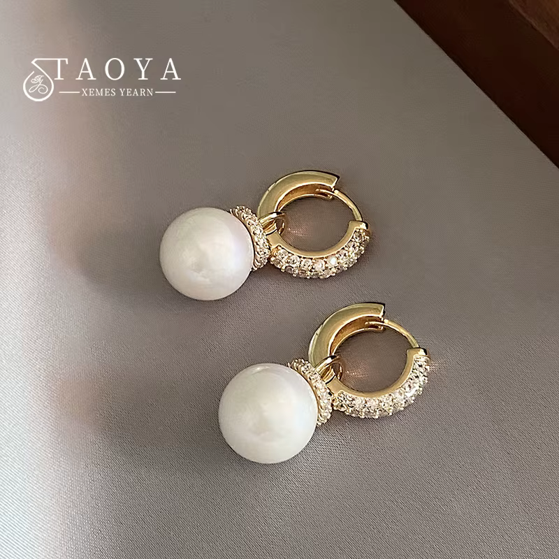 Boucles d'oreilles pendantes en perles de Zircon incrustées, Design de luxe léger français, accessoi