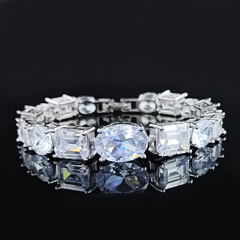 Bracelet en diamant de laboratoire en or blanc 14 carats pour femme, bracelets de fiançailles et de 