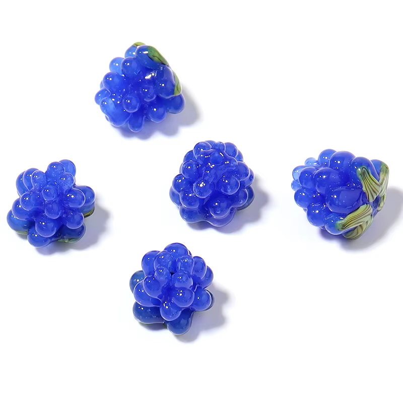 Lot de 2 perles en verre de framboise pour la fabrication de bijoux, fruits, raisin, accessoires pou