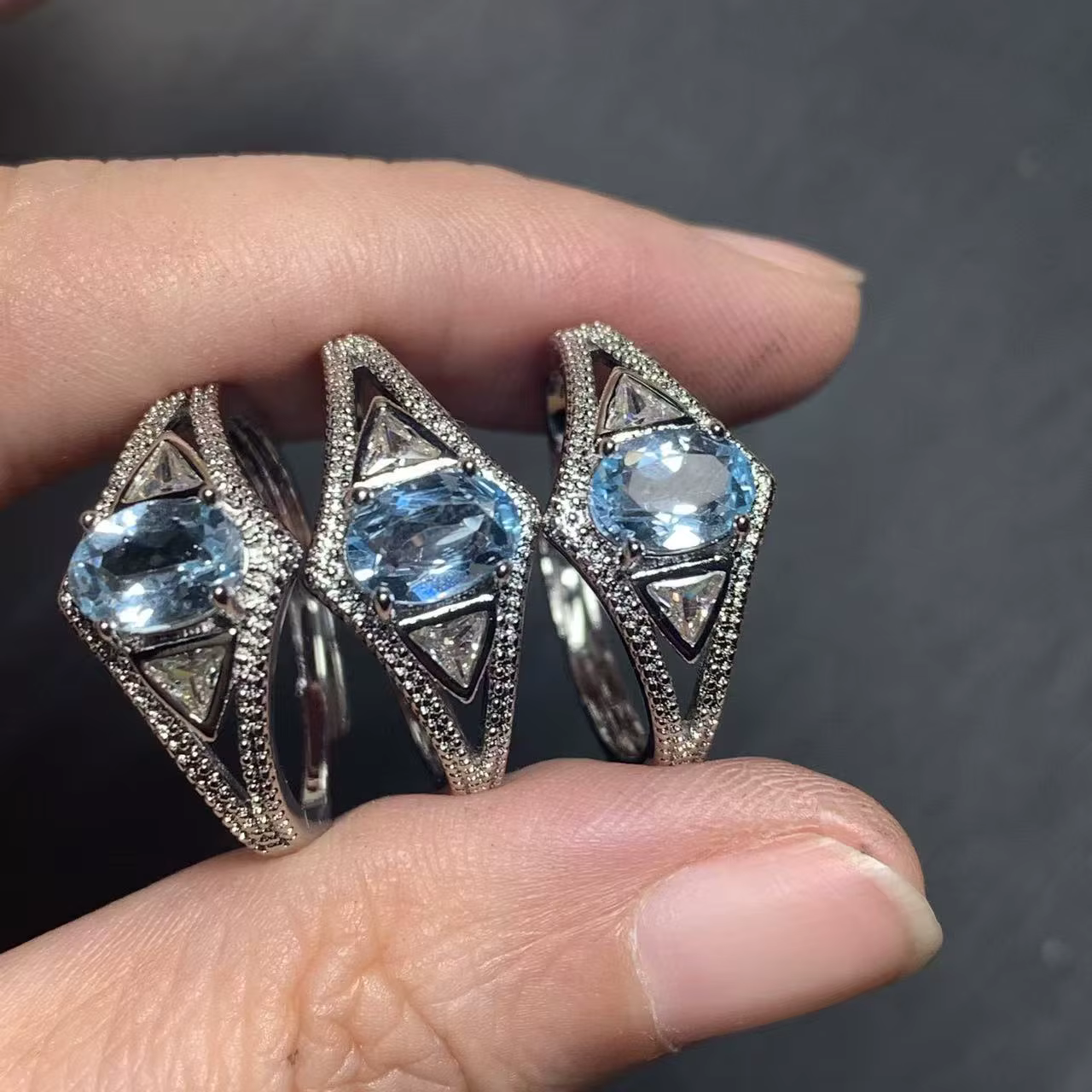 Bague en aquamarine naturelle 40 mm, réglable, bijoux pour femmes, cadeau, vente en gros, haute qual