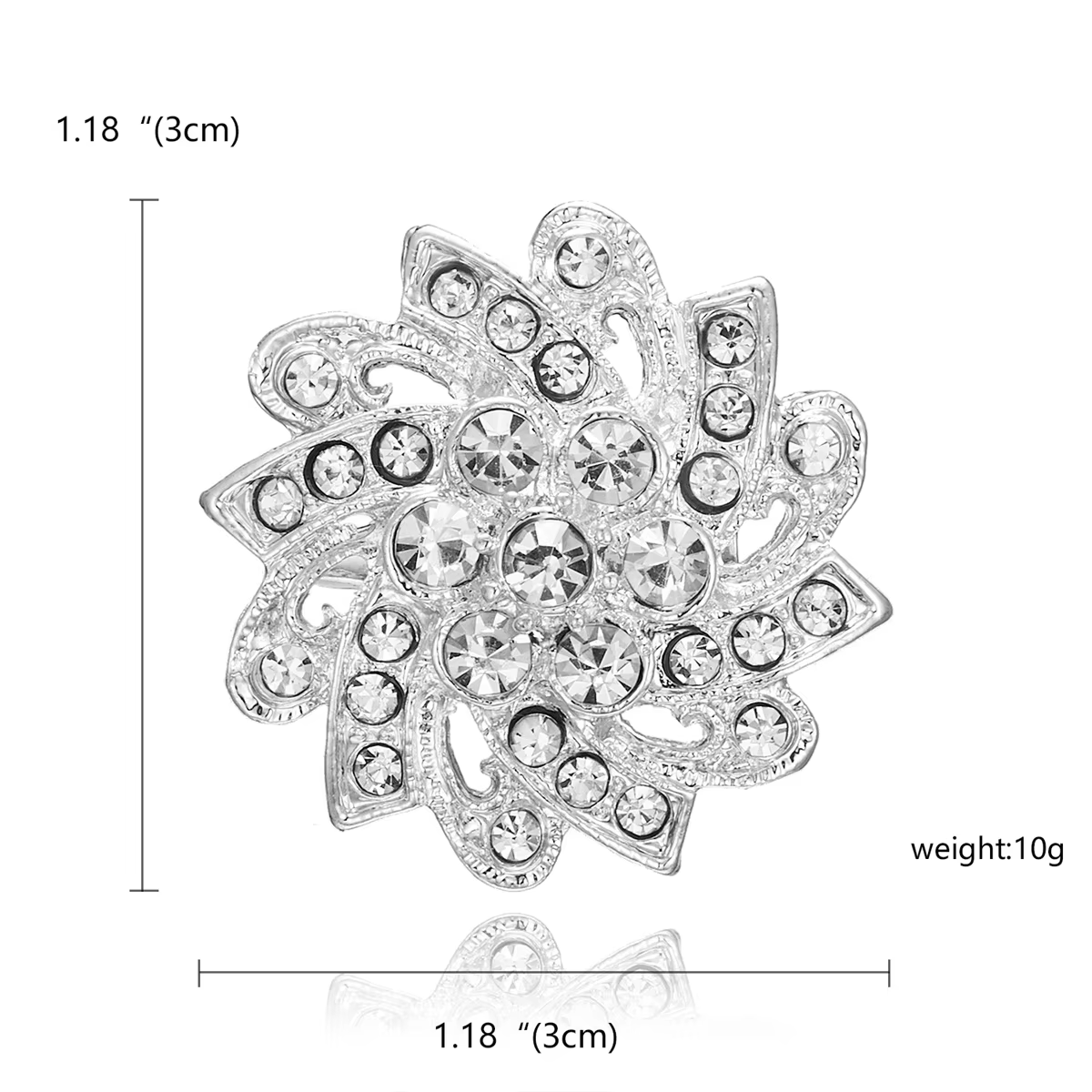 Broches rondes en strass brillant pour femmes, couleur argent, cœur en cristal, flocon de neige, Bad