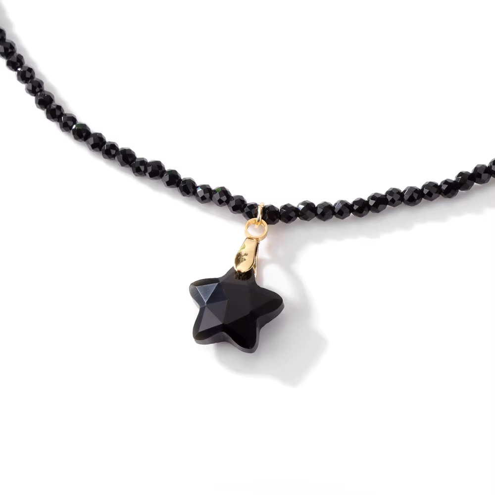 Collier pendentif en pierre étoile à cinq branches, Lapis Lazuli à facettes, petite perle en pierre,