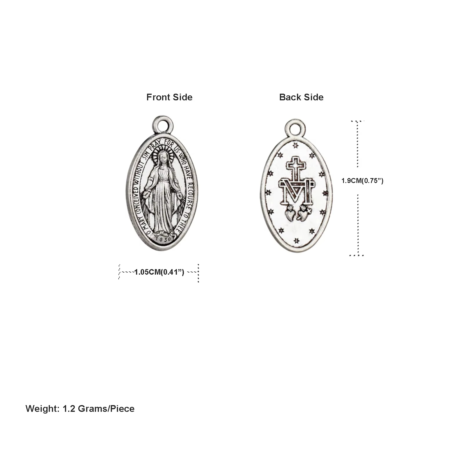DIYALO-Breloques pour Pendentif de Notre Dame, Bijoux de Chapelet de Prière, de Taille S/M, pour Col