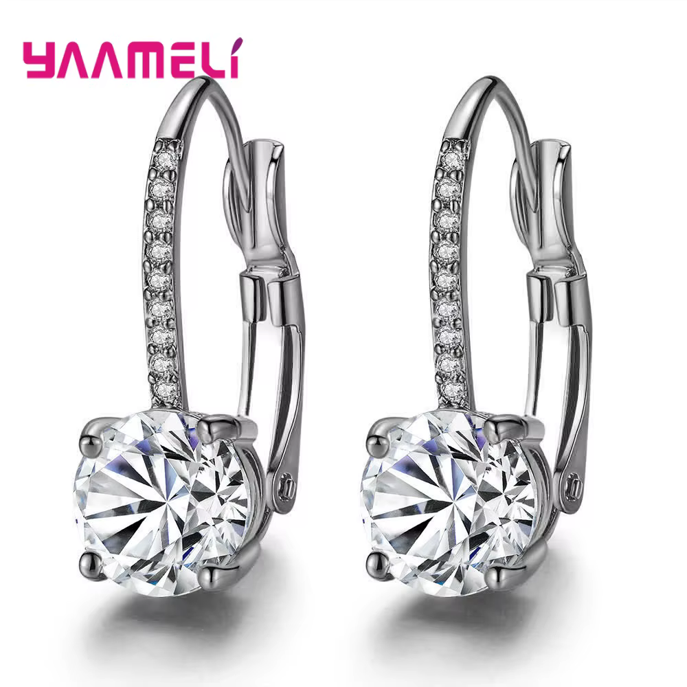 Brillant 925 bijoux en argent Sterling boucles d'oreilles cristal autrichien pavé femmes oreille déc