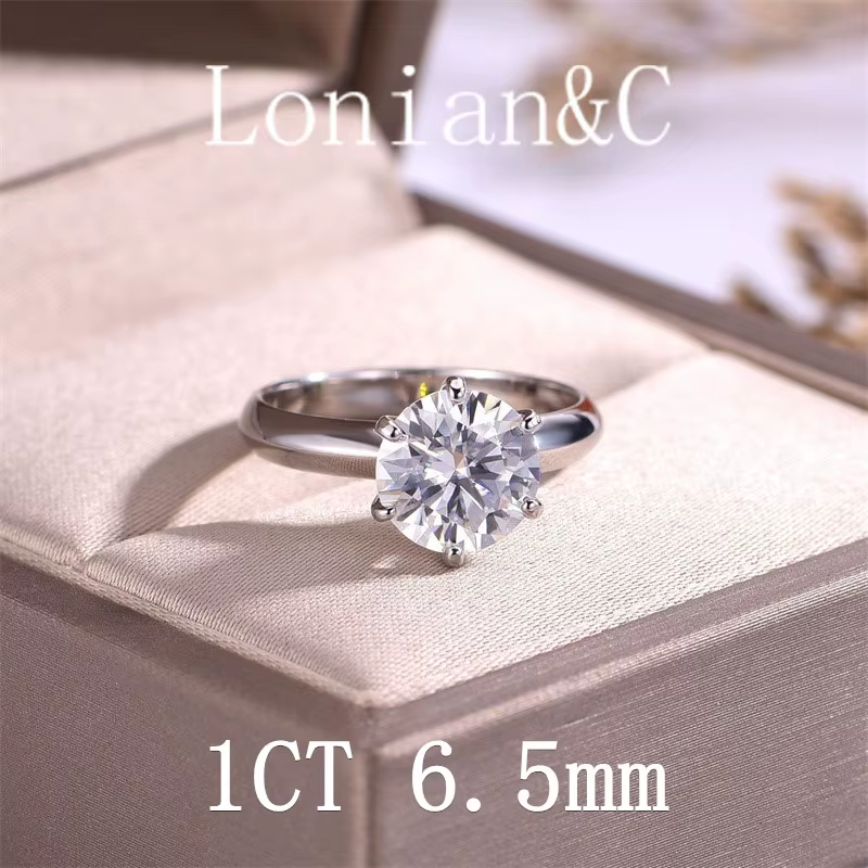 Bague de mariage classique à 6 griffes en or blanc 14K, diamant Labo 1CT, 2CT, 3CT Moissanite PT950,