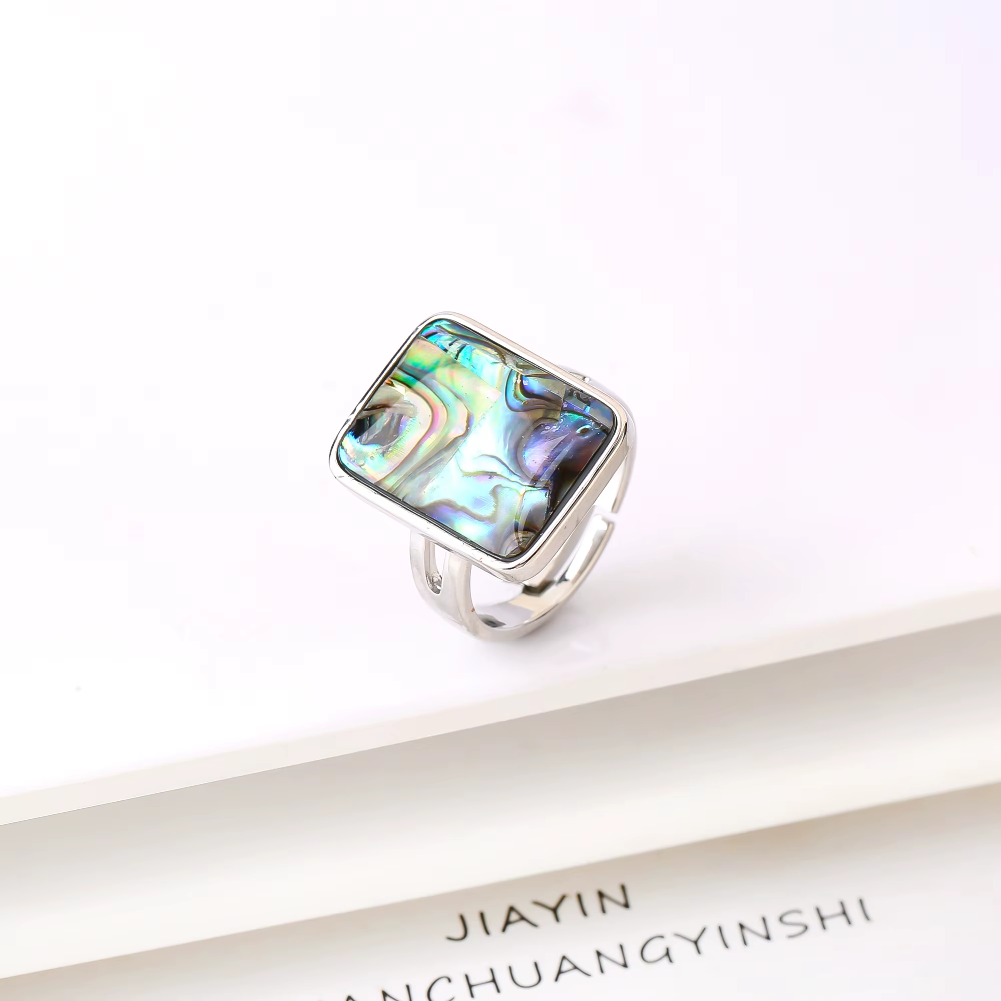 Bagues bohème en coquillage d'ormeau pour femmes, Vintage, plaqué argent, géométrique, cœur/ovale/la