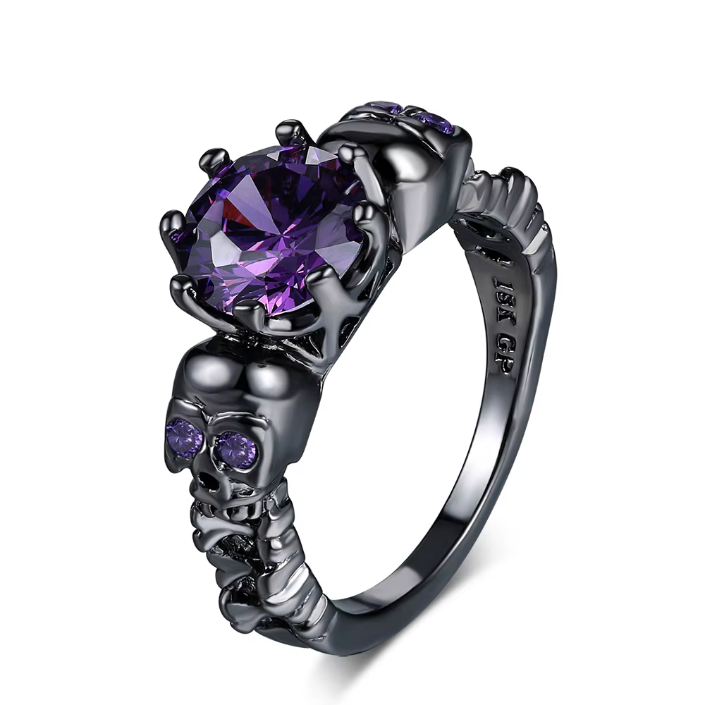 Bagues noires de style gothique rétro pour femmes, bague de pouce, crâne punk, accessoires de bijoux