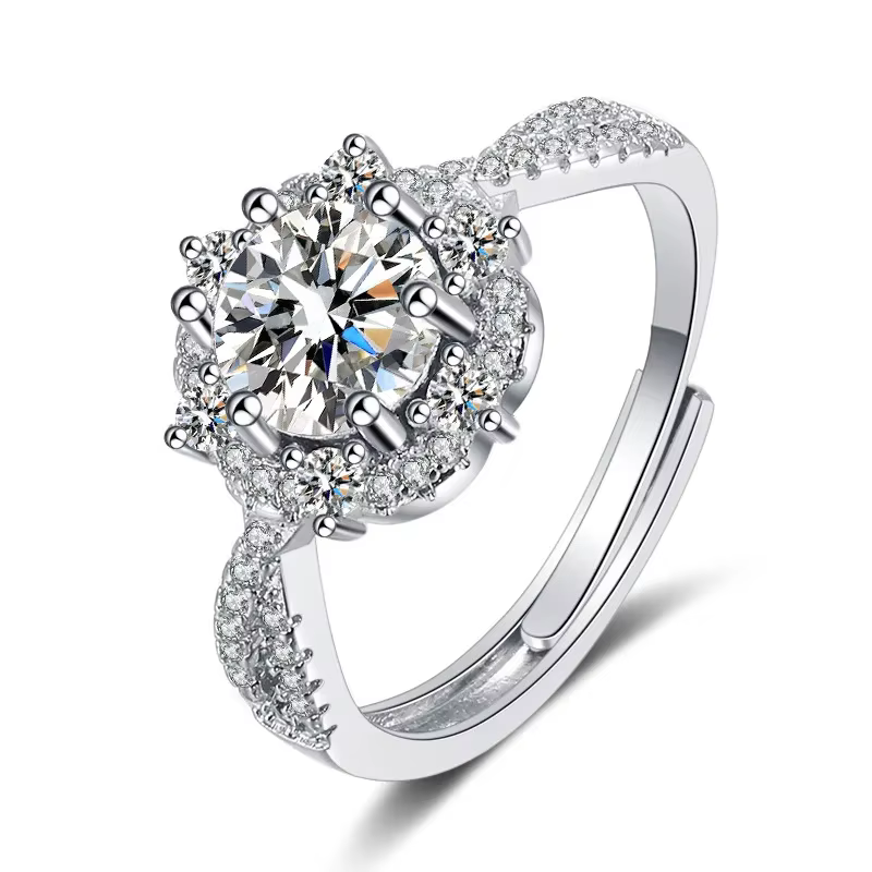 Bagues Solitaires Ajustables Bijoux de Luxe Bague pour Femme Demande en Mariage Mariage Zirconia Sci