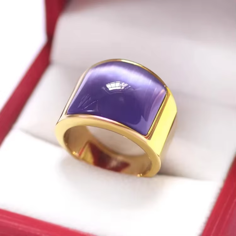 Bague en pierre d'oeil de chat pour hommes et femmes, bijoux de fiançailles, acier inoxydable, étanc