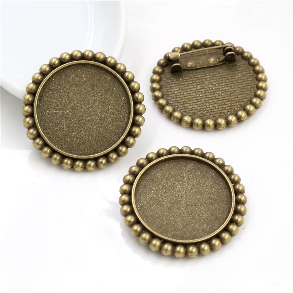 Nouvelle mode 5 pièces 25mm taille intérieure Antique argent plaqué Bronze noir broche Style doux Ca