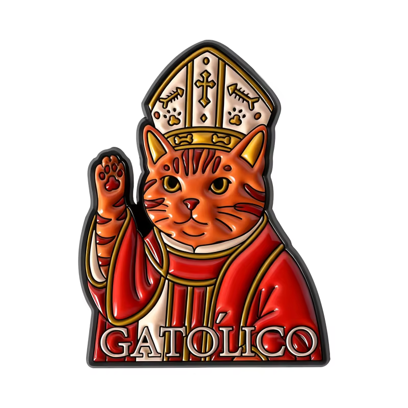Épingles en émail chat saint père, broches d'animaux de dessin animé pope Pontiff, Badges à revers, 