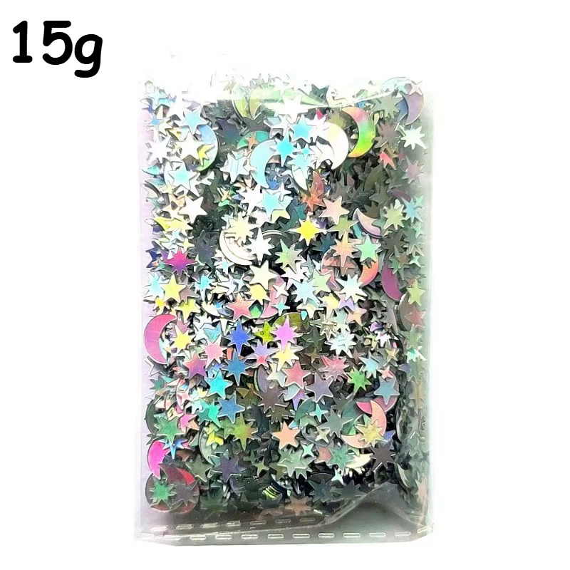 Confettis de fête étoiles et lunes 30g/15g : Paillettes métalliques irisées pour décorations festive
