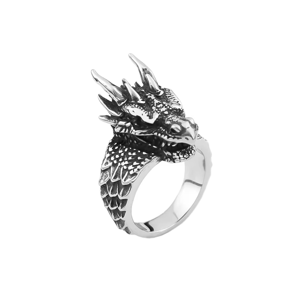 Bagues Dragon Vintage nordiques en acier inoxydable pour hommes et femmes, Punk, mode Vikings, Anima