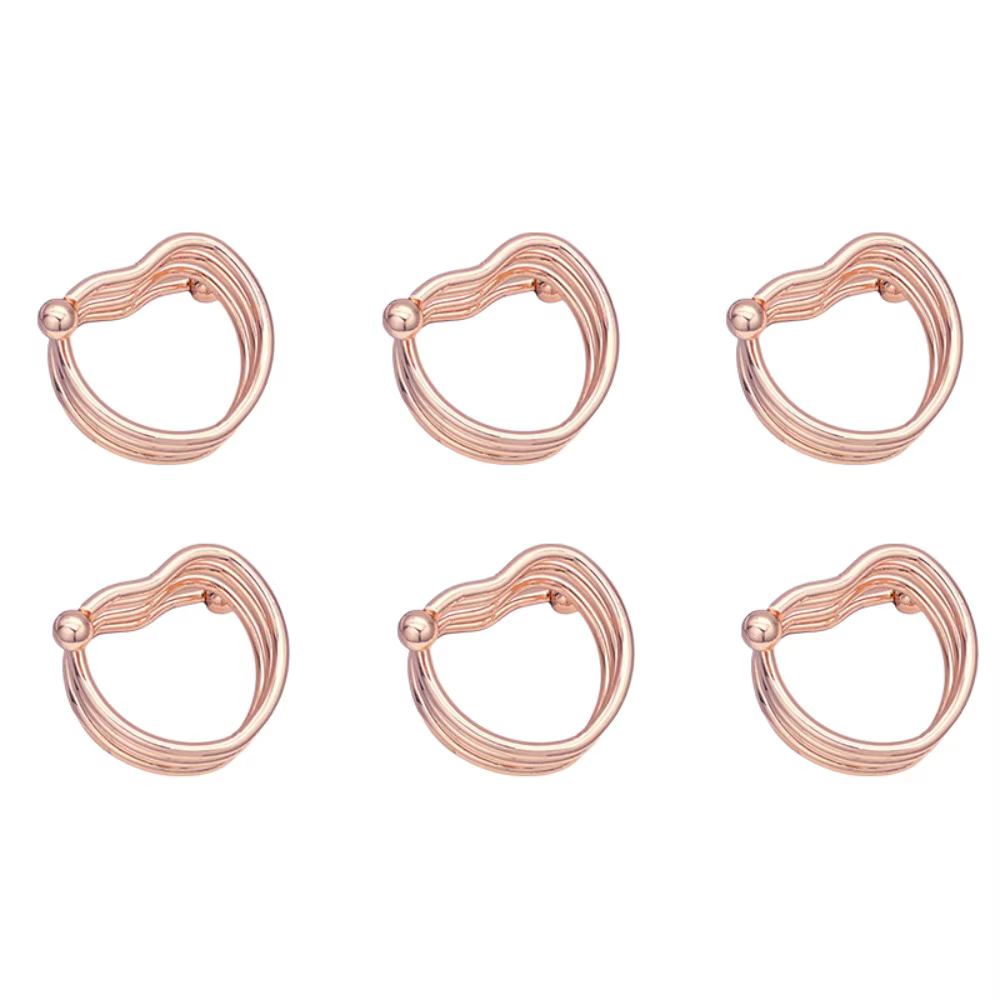 6 pièces de porte-serviettes en forme de cœur or/argent, design à double perle, boucle de serviette 