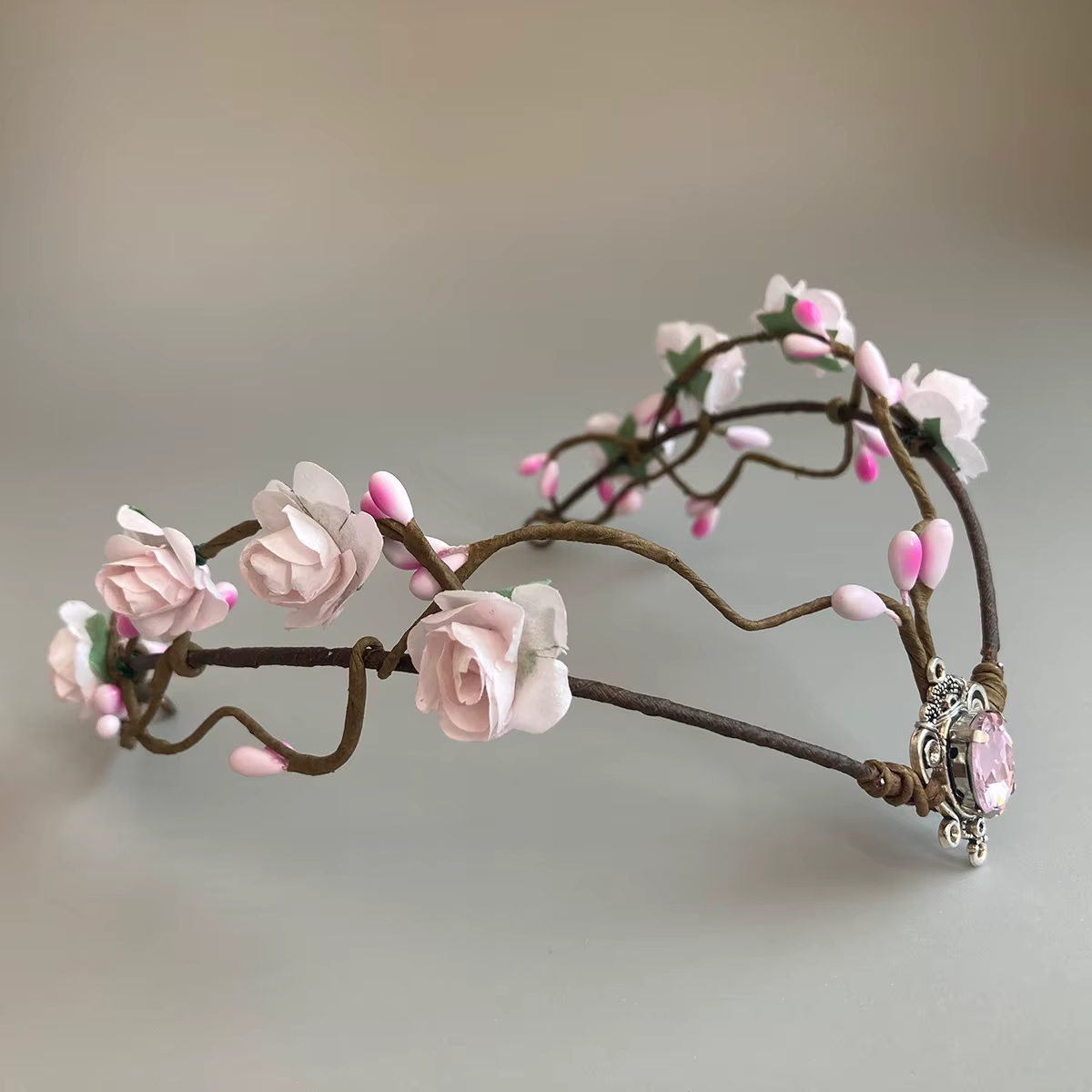 Diadème elfique blush, fleur de terre de calcul, couronne florale dégradée, pièce de sauna elfe, dia