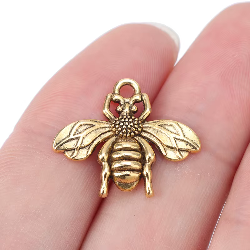 Breloques en Forme d'Abeille Antiques en Argent et Or, 50 Pièces, Perles pour Bracelet Fait à la Mai