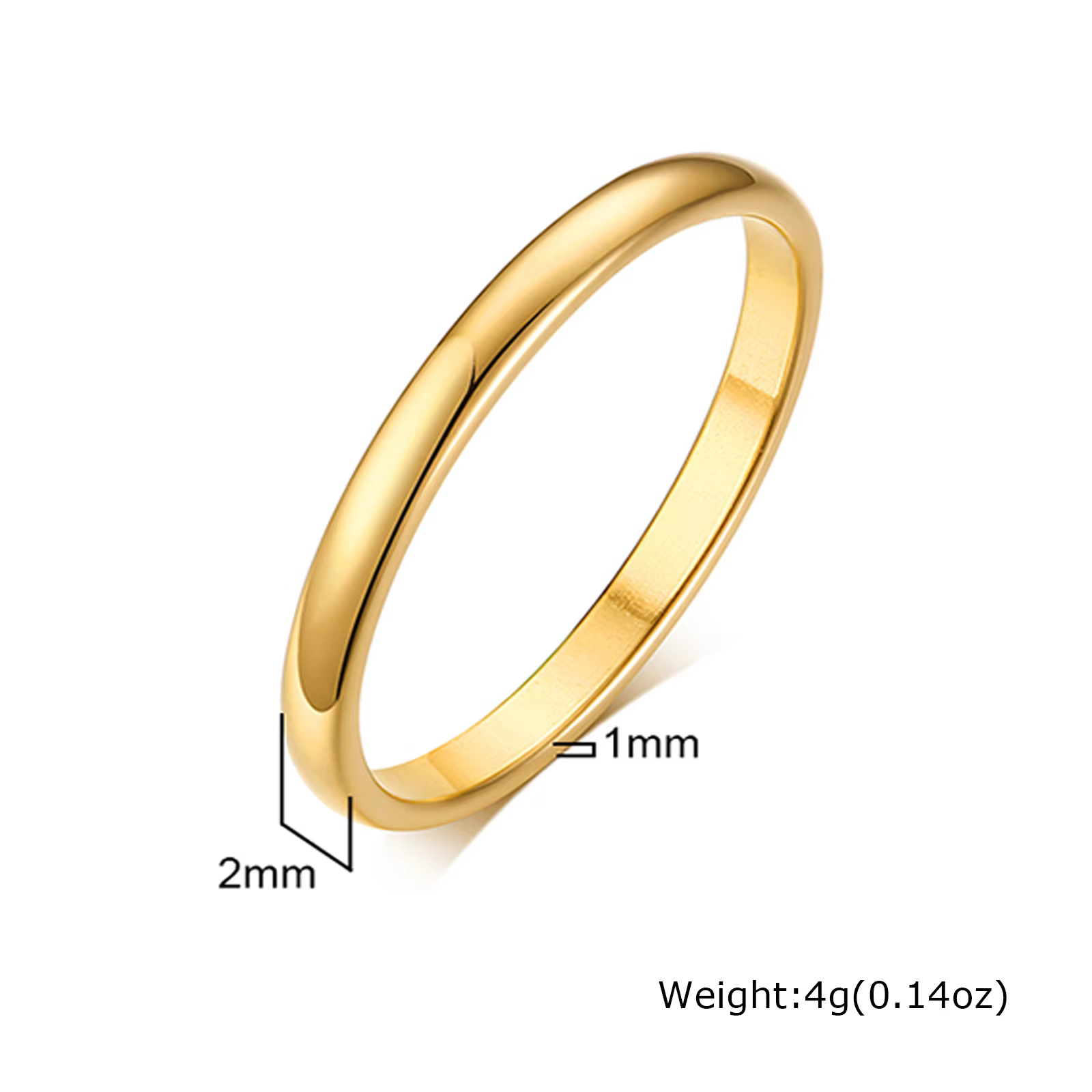 Bague de fiançailles en acier inoxydable pour femmes et hommes, couleur or, tailles américaines 4 5 
