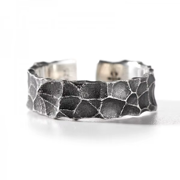 Bague gothique rétro en métal irrégulier pour hommes et femmes, couleur noir argent, Vintage Y2k, es