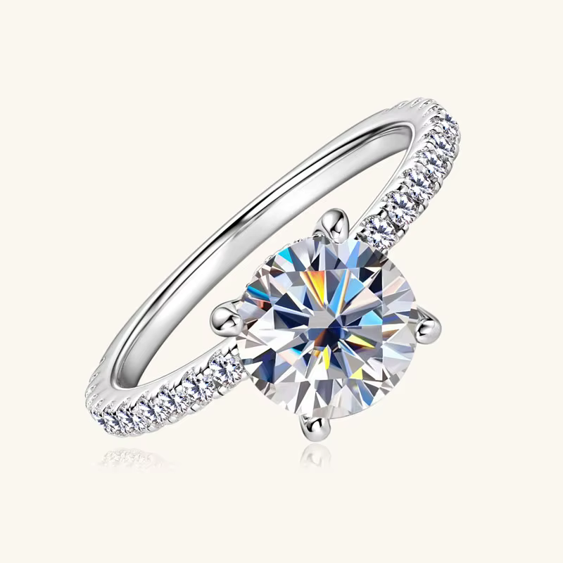 IOGOU-Bague de fiançailles Moissanite 2CT pour femme, matiques en argent regardé 925, bijoux de doig