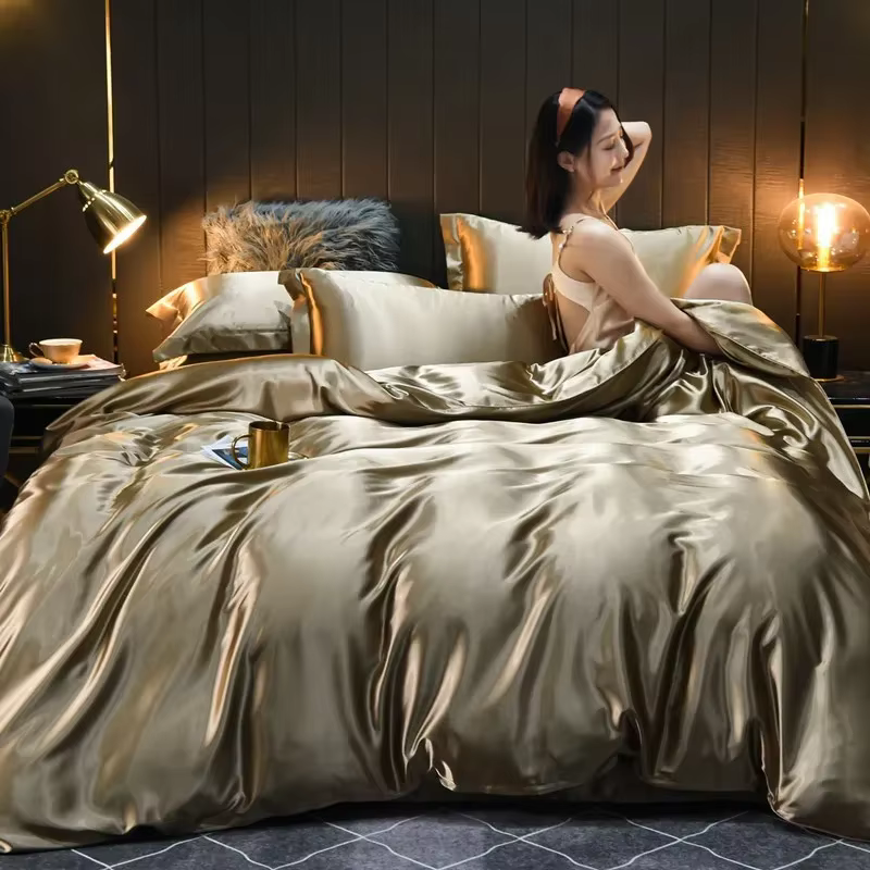 Parure de lit 100% soie Pure, drap de lit doux de luxe avec edredons, taies d'oreiller, housse de li