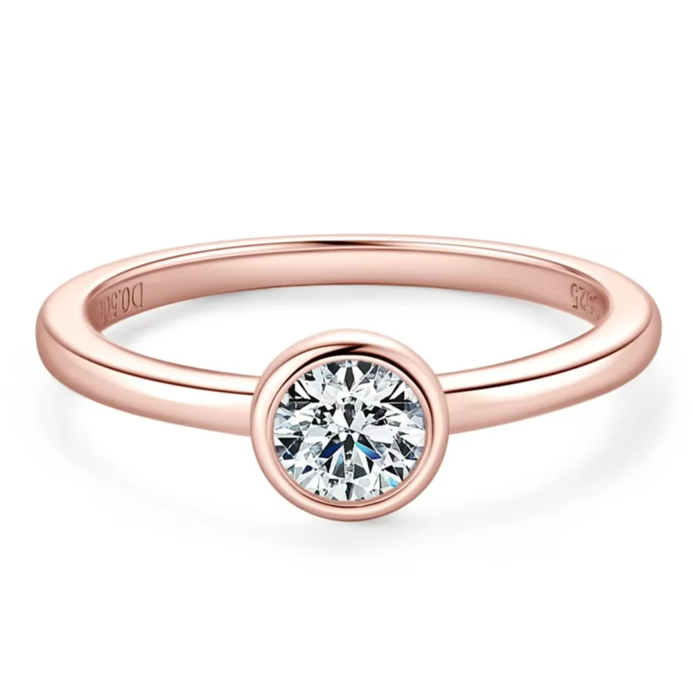 M-JAJA 0.5CT Solitaire Moissanite bagues de fiançailles bague de promesse pour les femmes plaqué or 