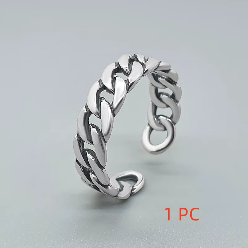 Buyee 925 bague en argent Sterling mode doigt Double cercle Simple chaîne anneau pour femmes hommes 