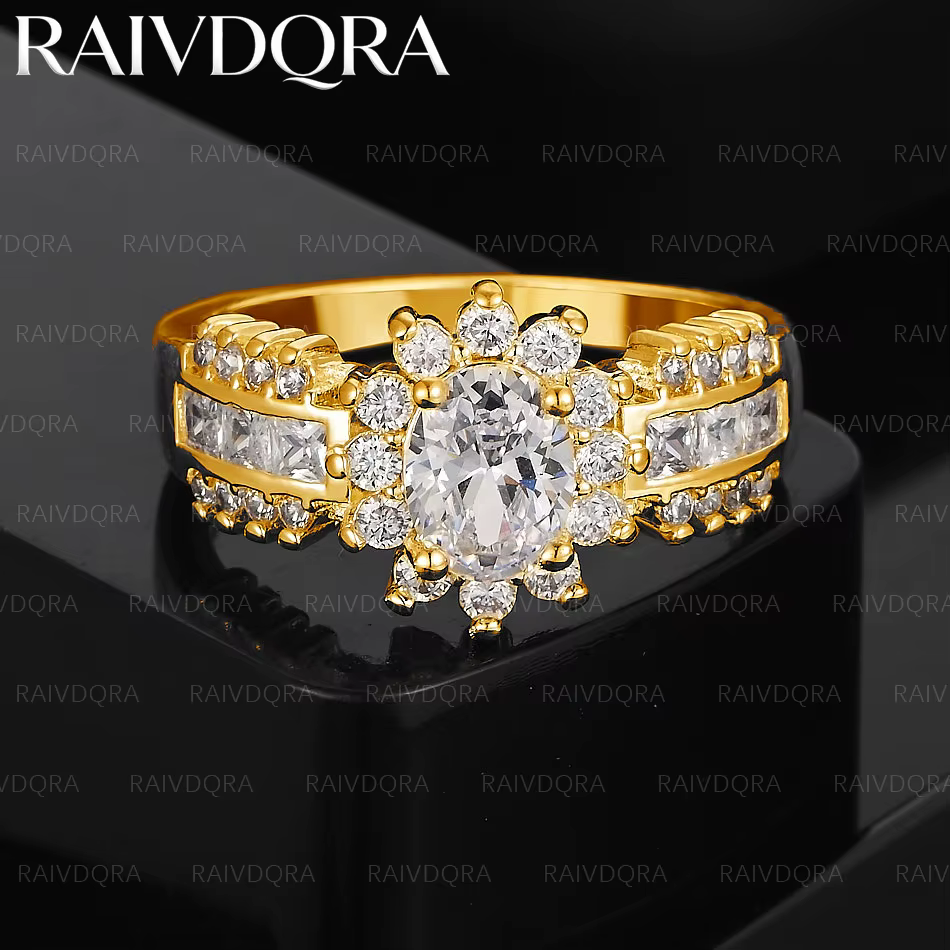 Bague de mariage en zircon plaqué or 18 carats pour femmes, bijoux à la mode, classique, noble, élég
