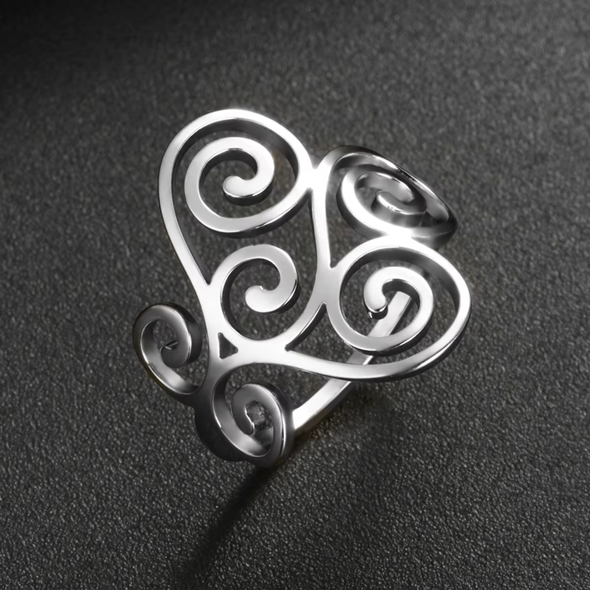 LIKGREAT Bague Vintage Filig123 Fleur Vague pour Femme, Bagues Esthétiques en Acier Inoxydable, Bijo