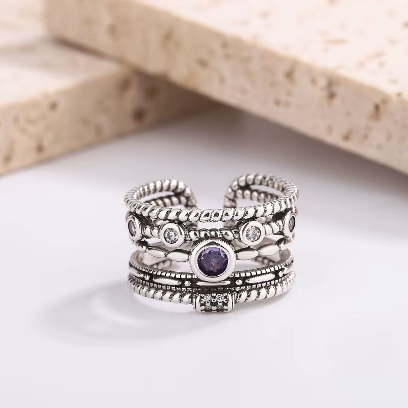 Nouveauté : Bagues réglables irrégulières rétro en argent sterling 925 pour femmes, bijoux de luxe p