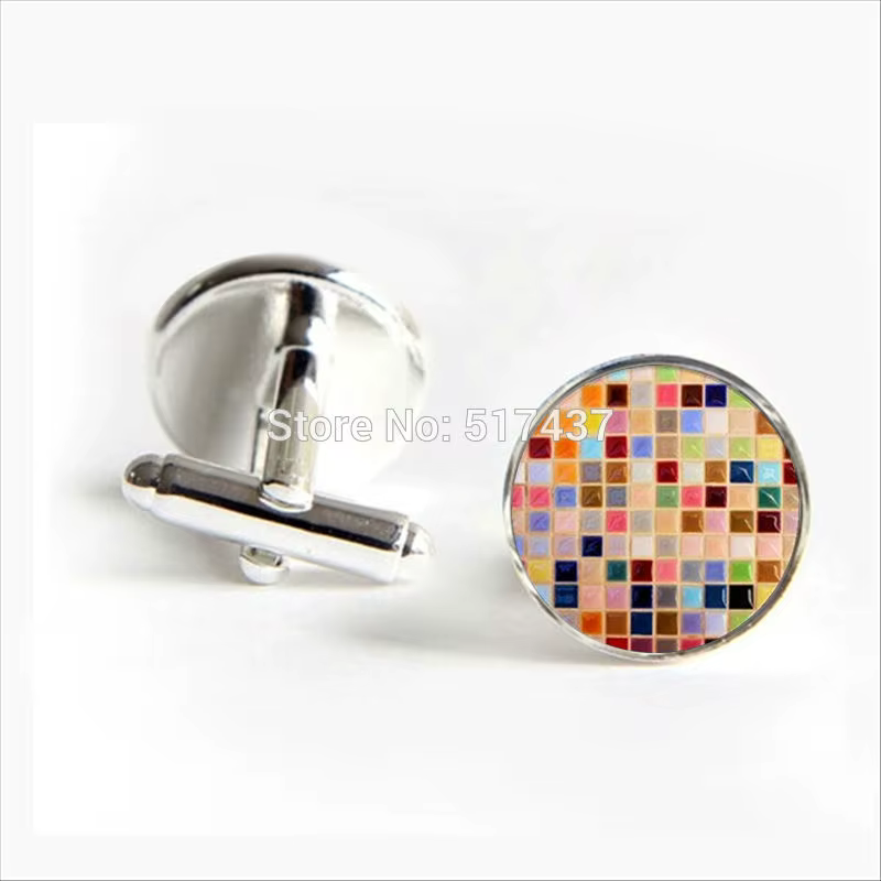 Boutons de manchette en mosaïque pour hommes et femmes, vente en gros, 2017