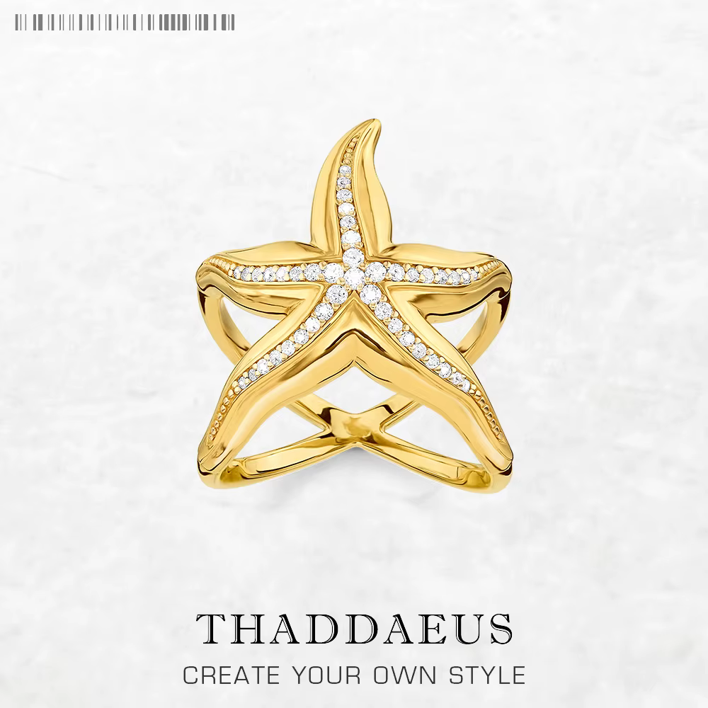 Bague plaquée or avec étoile de mer pour femme, bijoux fins, argent regardé 925, carillon, cadeau, t