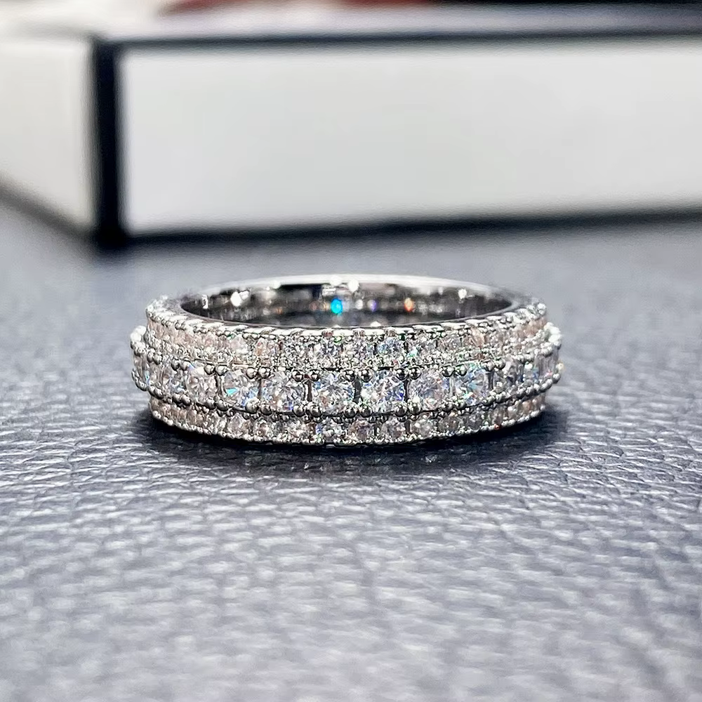 Bague ronde en argent Sterling 925 incrustée de cristal de Zirconium, pierre pour hommes et femmes, 