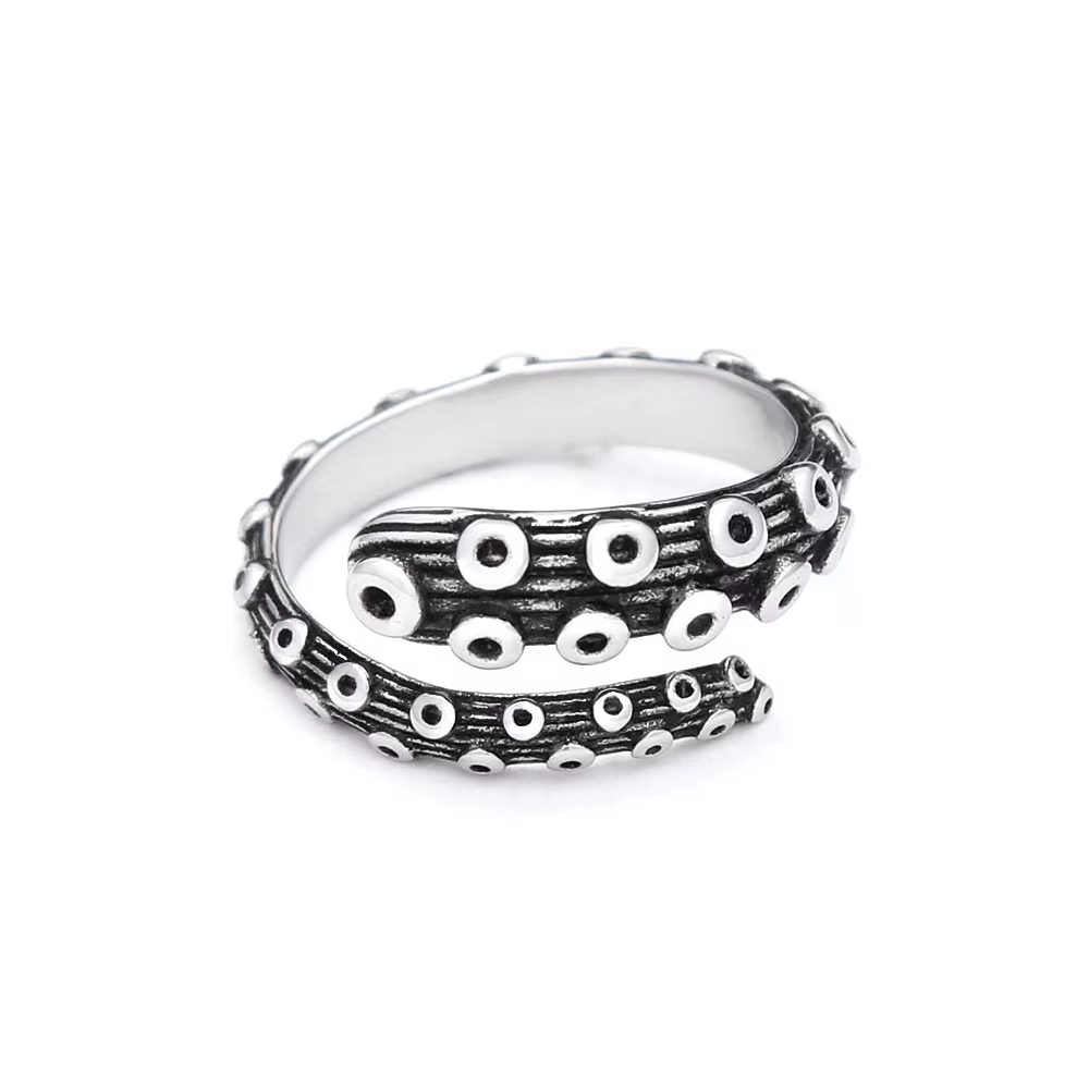 Bagues gothiques en acier inoxydable pour hommes et femmes, bague de poulpe, doigt de calmar cool, p