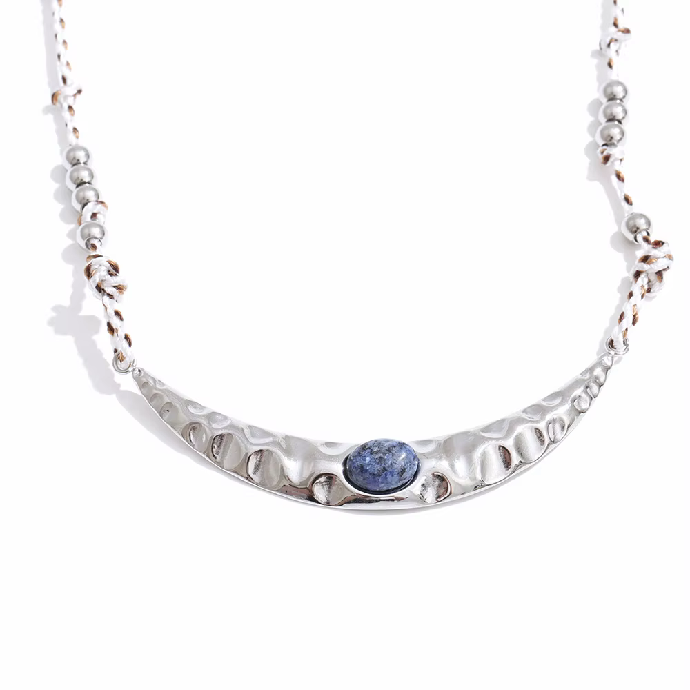 NiNice arrivées pierre naturelle moulé petit pendentif collier élégant Unique en acier inoxydable bi