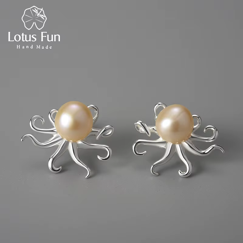 Boucles d'oreilles Lotus poulpe pour femmes, bijoux fins de luxe, en argent Sterling 925, Original