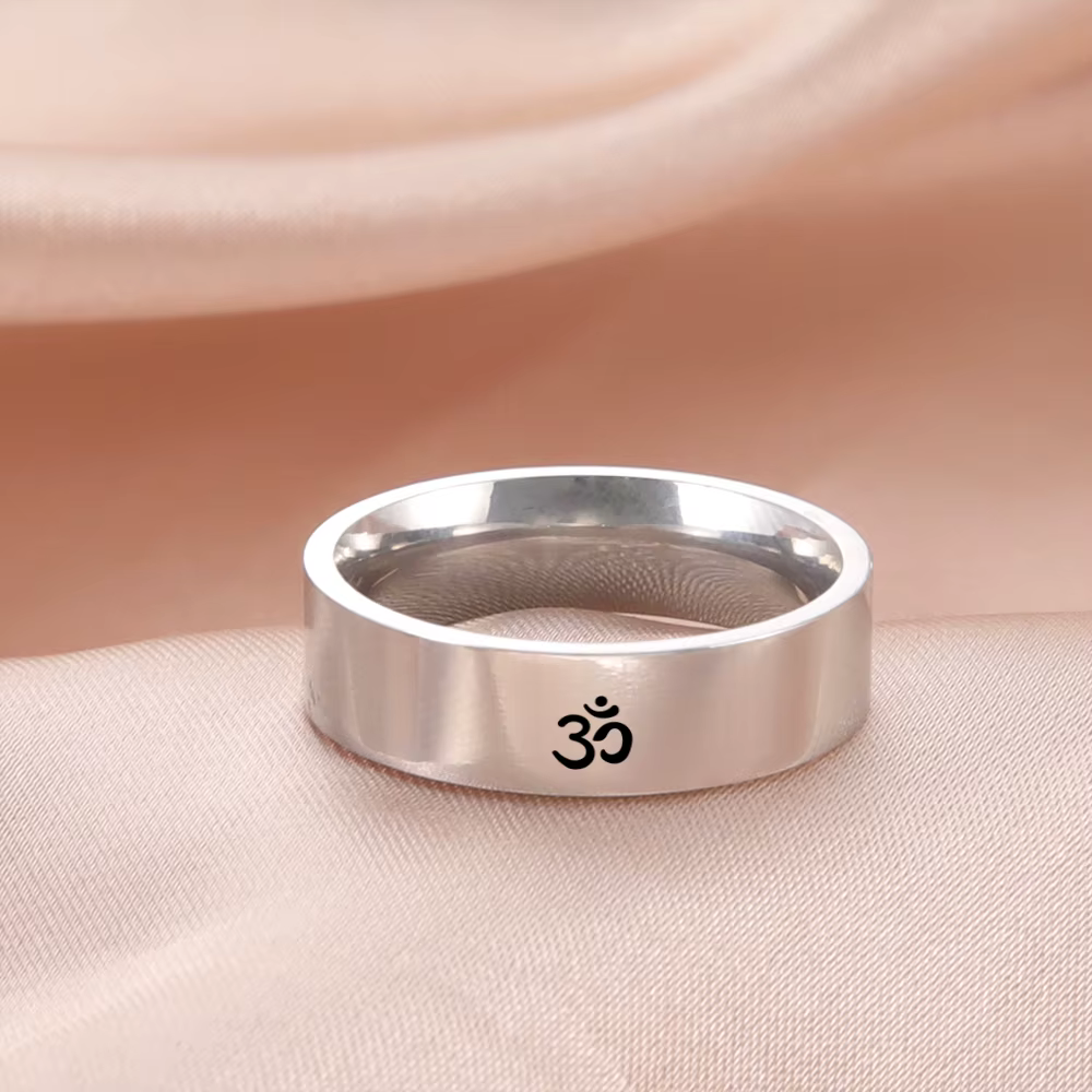 COOLTIME bouddhisme indien Yoga anneaux pour hommes en acier inoxydable indien Yoga Om bague amulett