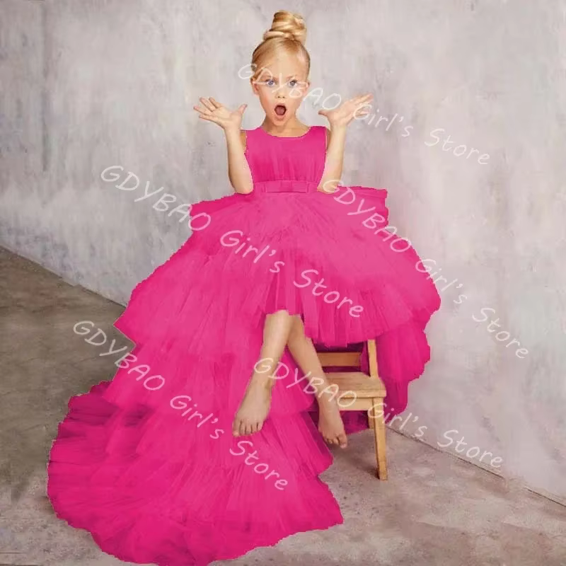 CAN ac-Robes de demoiselle d'honneur pour la fête de mariage, robe gonflée en tulle pour petites fil