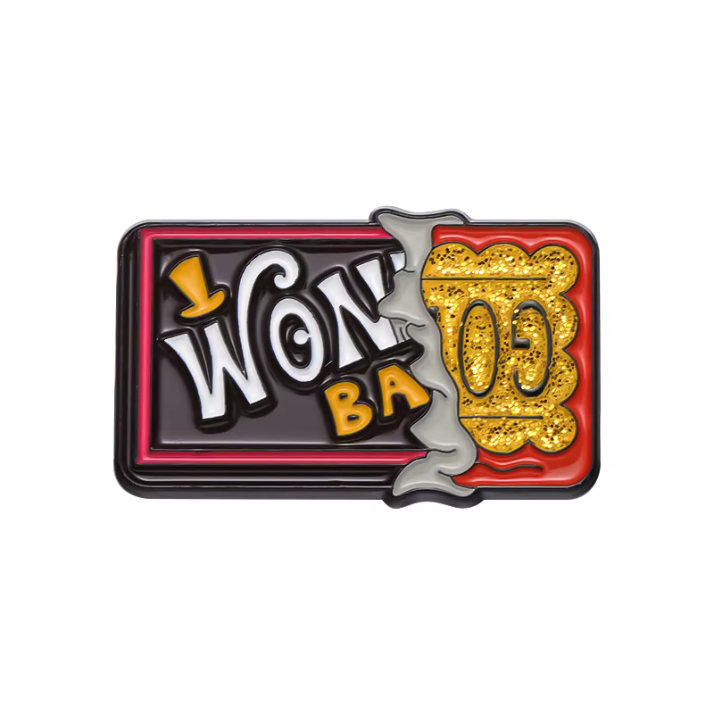 Broches en émail pour billets VIP dorés, rétro, géométrie amusante, broche Wonka, revers, chemise, c